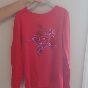JCrew girls' red star long sleeve tee, size 8